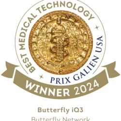 673cc9cafedccd063d02e7c7_Butterfly Network_Medtech_PrixGalienUSA2024_Winner_Medaillon_Butterfly iQ3-4 2